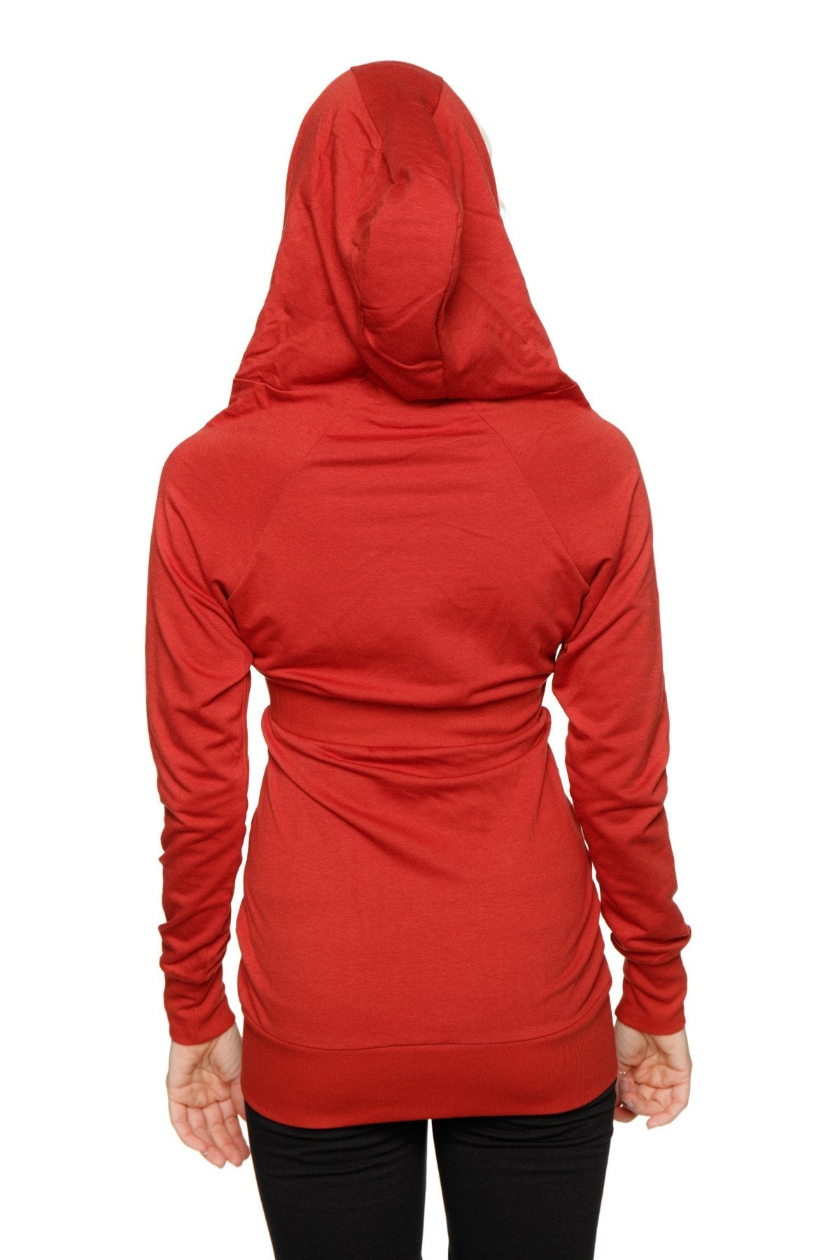 Zip-up Long Body Travel Hoodie Jacket (Cinnabar Red) from 4-rth