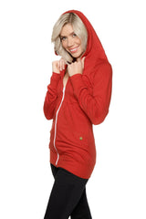 Zip-up Long Body Travel Hoodie Jacket (Cinnabar Red) from 4-rth
