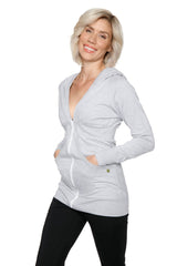 Zip-up Long Body Travel Hoodie Jacket (Heather Grey) from 4-rth