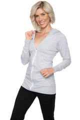 Zip-up Long Body Travel Hoodie Jacket (Heather Grey) from 4-rth