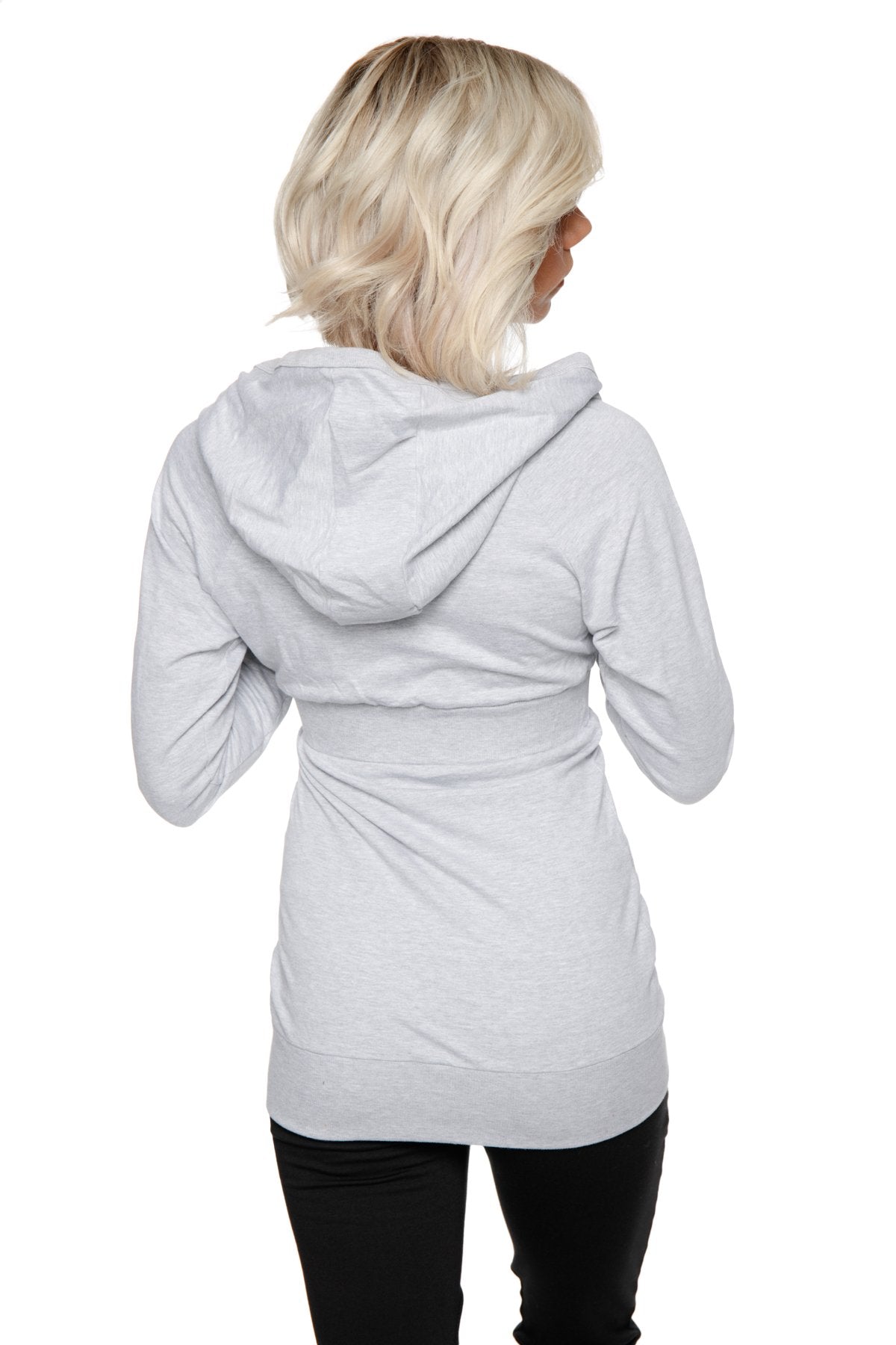 Zip-up Long Body Travel Hoodie Jacket (Heather Grey) from 4-rth