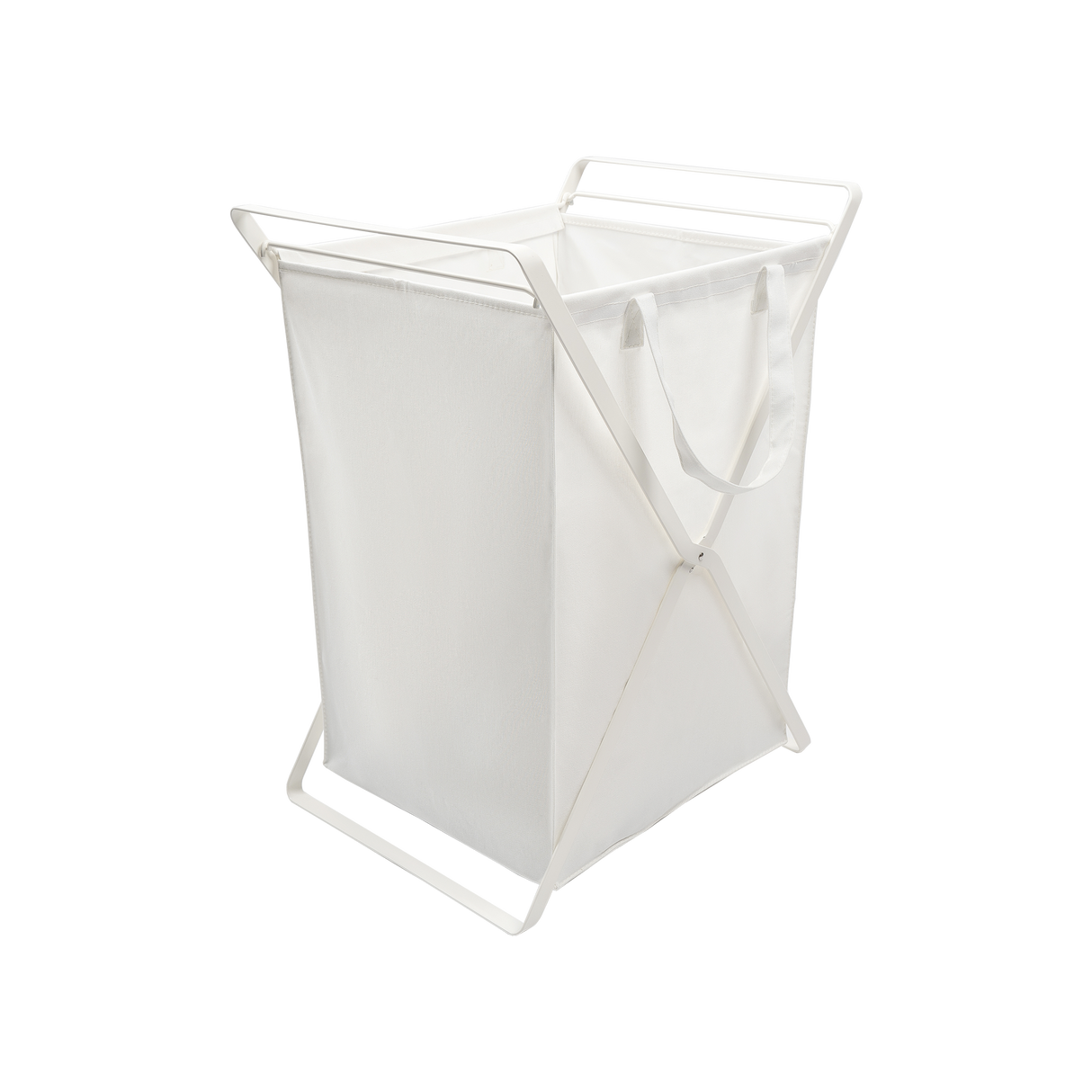 Laundry Hamper with Cotton Liner - Two Sizes - Steel + Cotton from Yamazaki Home