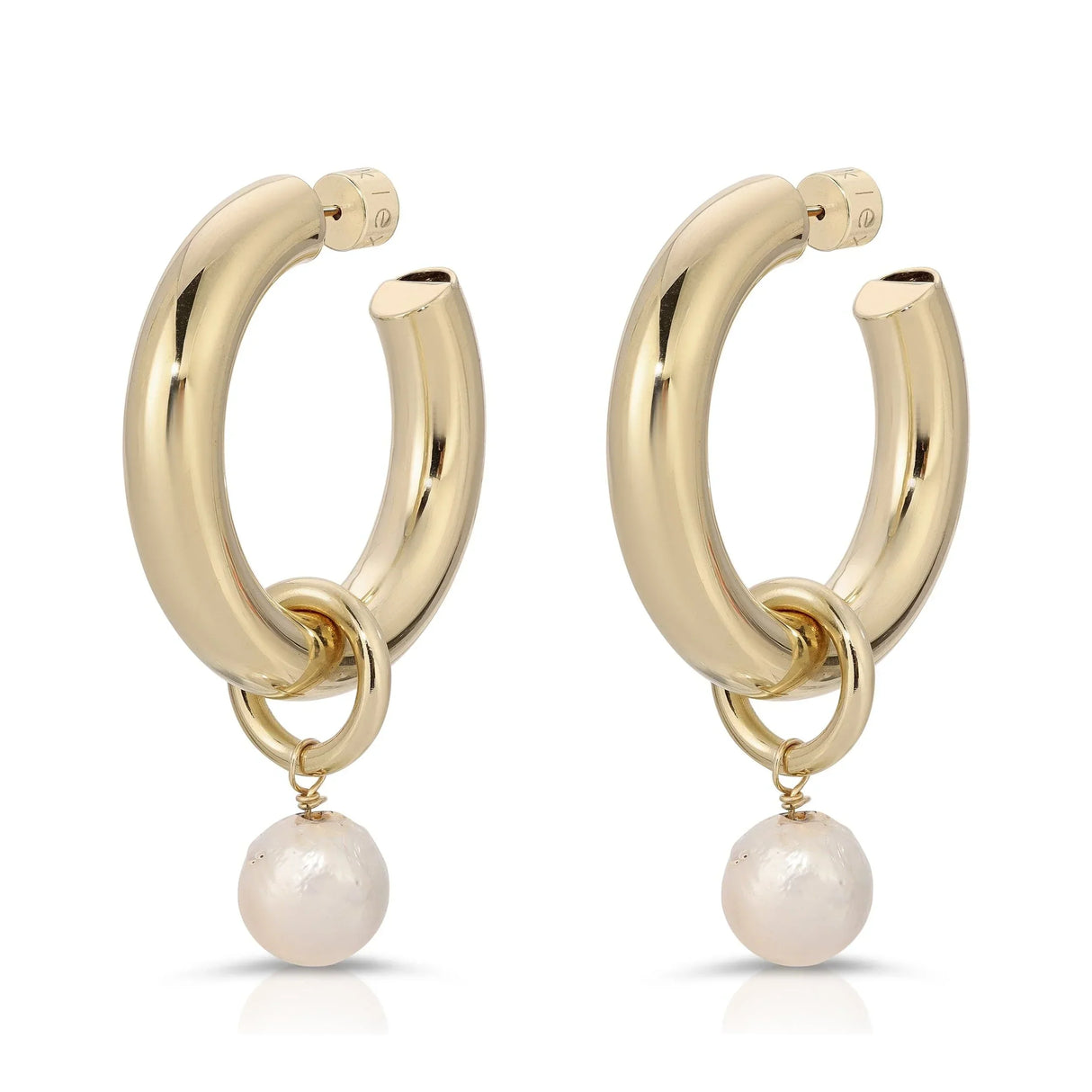Zolen Hoops With Baroque Pearl Charms from eklexic