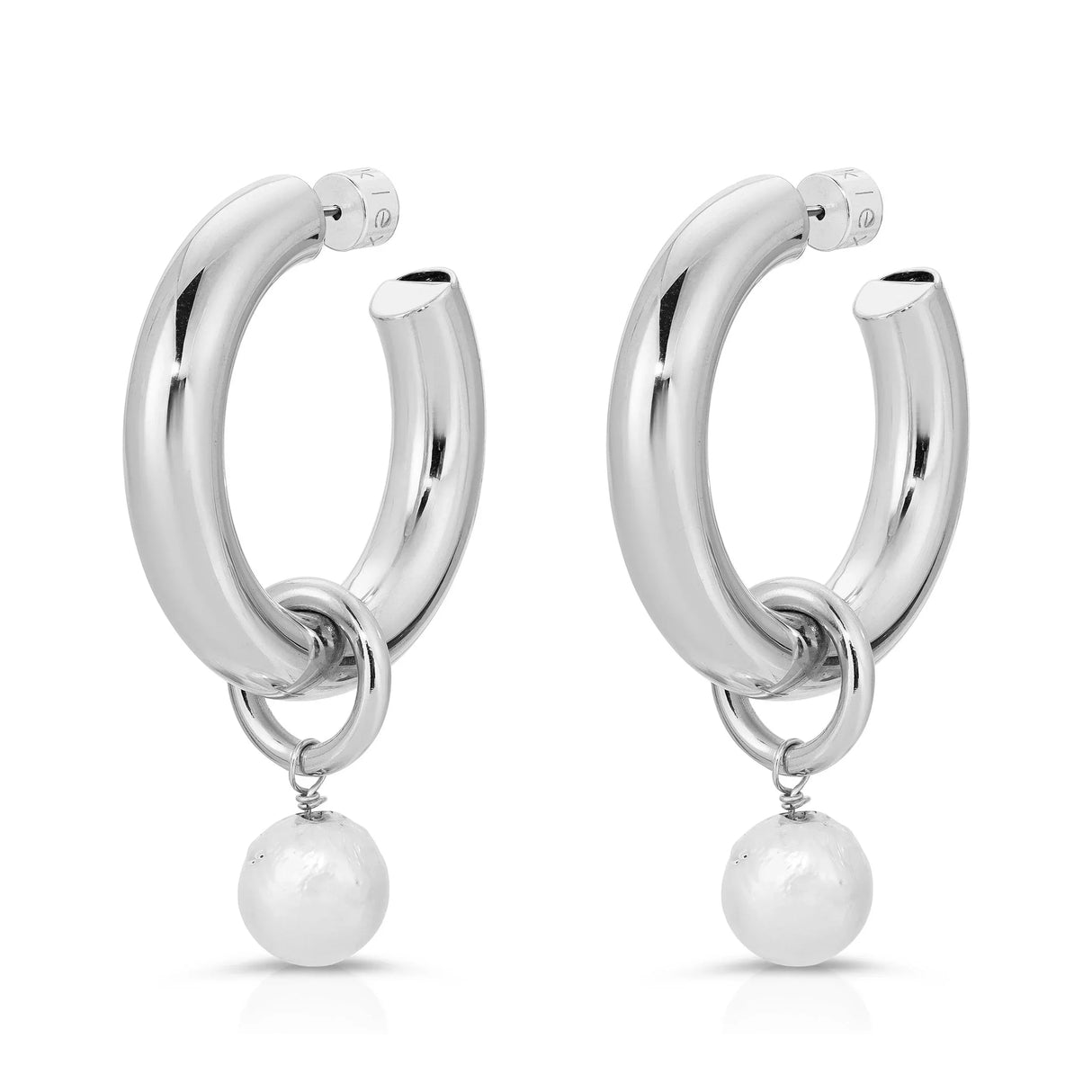 Zolen Hoops With Baroque Pearl Charms from eklexic