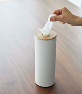 Round Tissue Case - Steel + Wood from Yamazaki Home